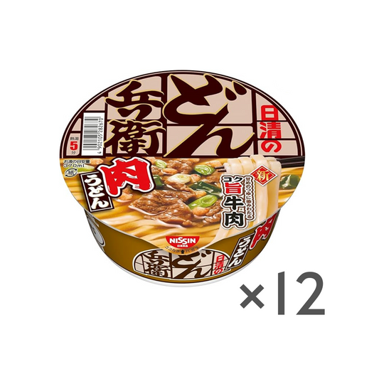 Nissin Donbei Niku (Rindfleisch) Udon 86g ×12 Becher