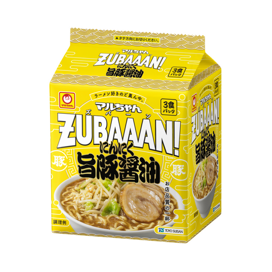 Toyo Suisan Maruchan ZUBAAAN! Knoblauch-Schweinefleisch-Shoyu-Ramen 3er-Pack